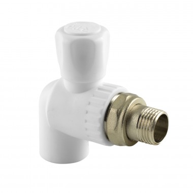 Кран шаровой PPR белый для радиатора угловой PPR 25х3/4 RTP