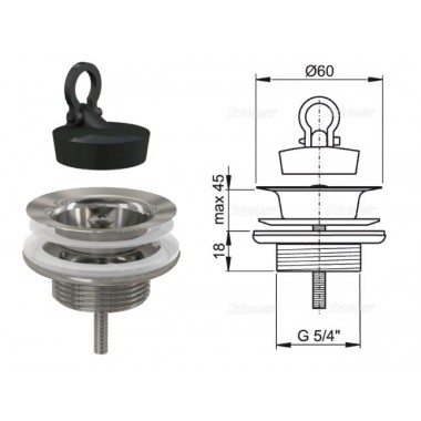 Донный клапан для умывальника (метал) A439 (AlcaPlast)