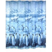 Шторка для ванной "Пингвины и медведи" (арт.ZJ110 Polar) 180х200 без колец