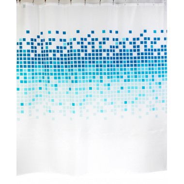 Шторка для ванной "Mosaic" бело-голубая (арт.01467) 180х200 без колец