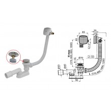 Сифон для ванны, CLICK/CLACK с напуском воды A508CKM (A508KM) (AlcaPlast) Сифон для ванны, CLICK/CLACK с напуском воды A508CKM (A508KM) (AlcaPlast)