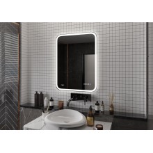 Зеркало Devise LED 60х80 часы + антизапотевание (Glamour)