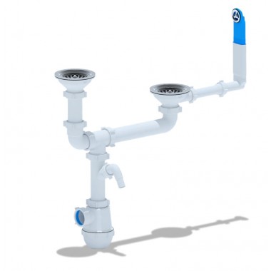 Сифон Ани Грот 3 1/2"* 40 двойной р/ур, с пер.и отв. (A3700)