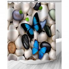Шторка для ванной фотопринт "Бабочки" 180х200 без колец (PL), арт. Butterflies