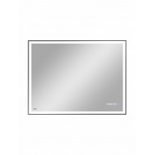 Зеркало MARONI (Rails LED) 800х700 Black, с часами, алюм. профиль