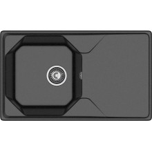 Мойка комп. GRANFEST UNIQUE U-840L (840x500) черный прямоугольная с крылом