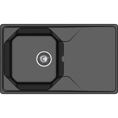 Мойка комп. GRANFEST UNIQUE U-840L (840x500) черный прямоугольная с крылом