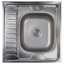 Мойка нерж. накл. 0,6х0,6 (201) левая 0,6мм, 1,5" (арт. EC-409) Кромрус