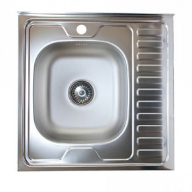 Мойка нерж. накл. 0,6х0,6 (201) левая 0,6мм, 3,5" (арт. EC-409) Кромрус