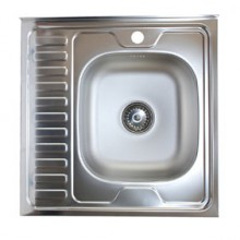 Мойка нерж. накл. 0,6х0,6 (201) правая 0,6мм, 1,5" (арт. EC-409) Кромрус